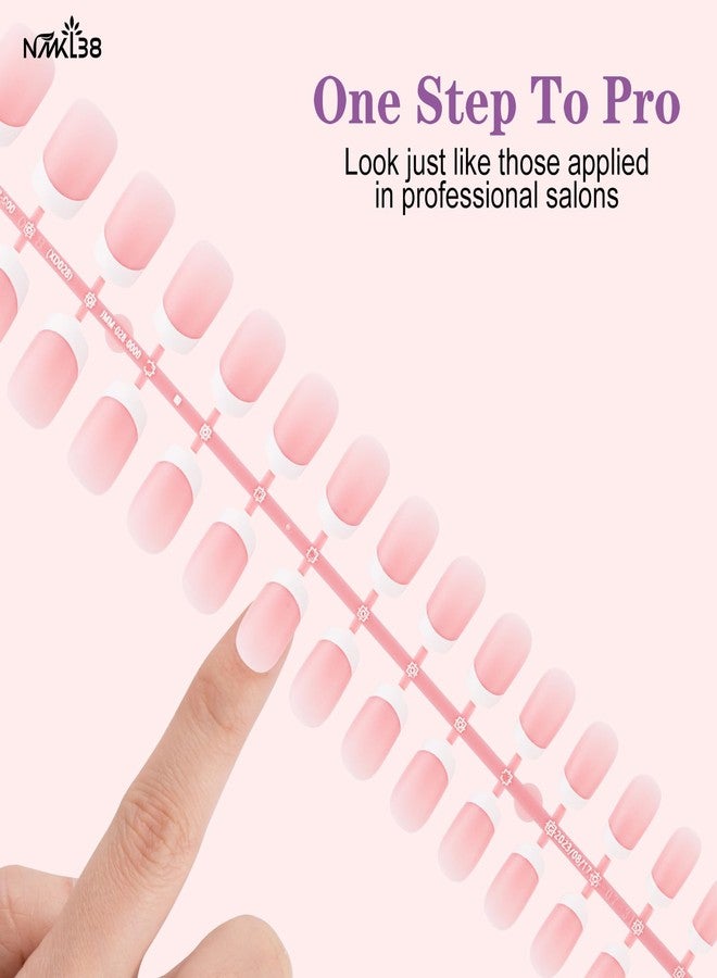 NMKL38 300Pcs 15 Size Short Square French Tip Press on Nails, French Tip Gel Nails for DIY Nail Art - Image 4